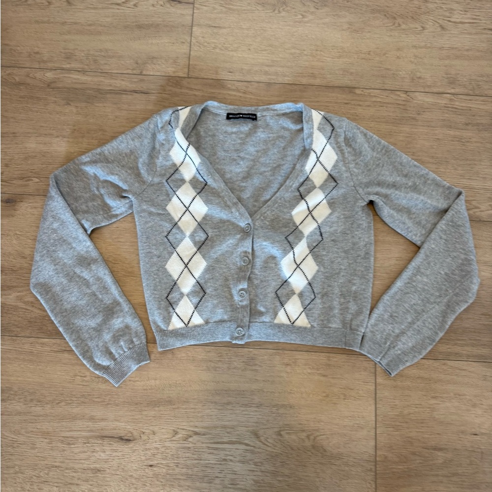 Brandy Melville Argyle Preppy Sweater‎ Cardigan